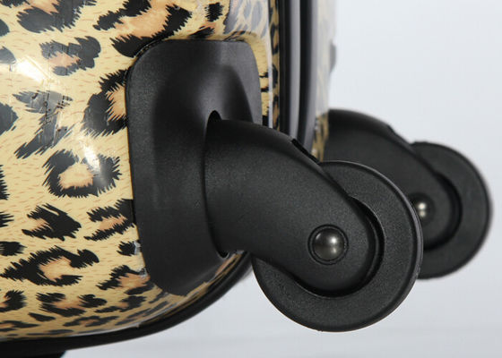 Business airport ABS , PC leopard print suitcases light carry on luggage with wheels